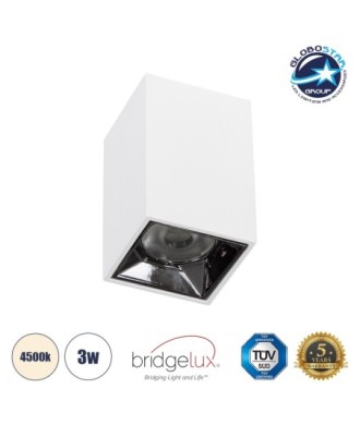 GLOBOSTAR® LUMINAR 60322 Downlight Σποτ LED 3W 420lm 36° AC 220-240V IP20 Φυσικό Λευκό 4500K - Osram SMD Chip & TÜV SÜD Driver - Λευκό Ματ - Μ4.2 x Π4.2 x Υ6.6cm - 5 Χρόνια Εγγύηση